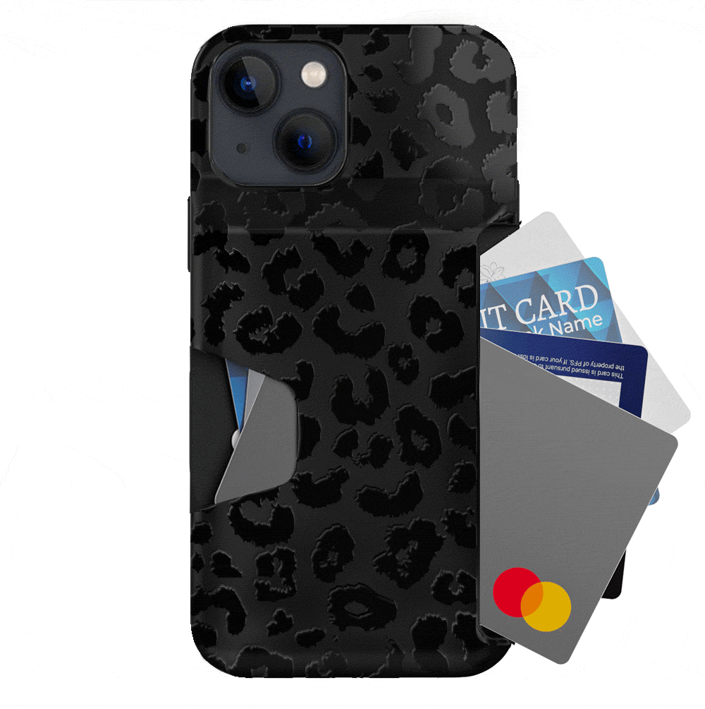 Black Leopard iPhone Wallet Case - Slim Leather Phone Cover with Card Holder for iPhone 13/14/15 Pro Max - Perfect for Travel, Shopping & Everyday Use