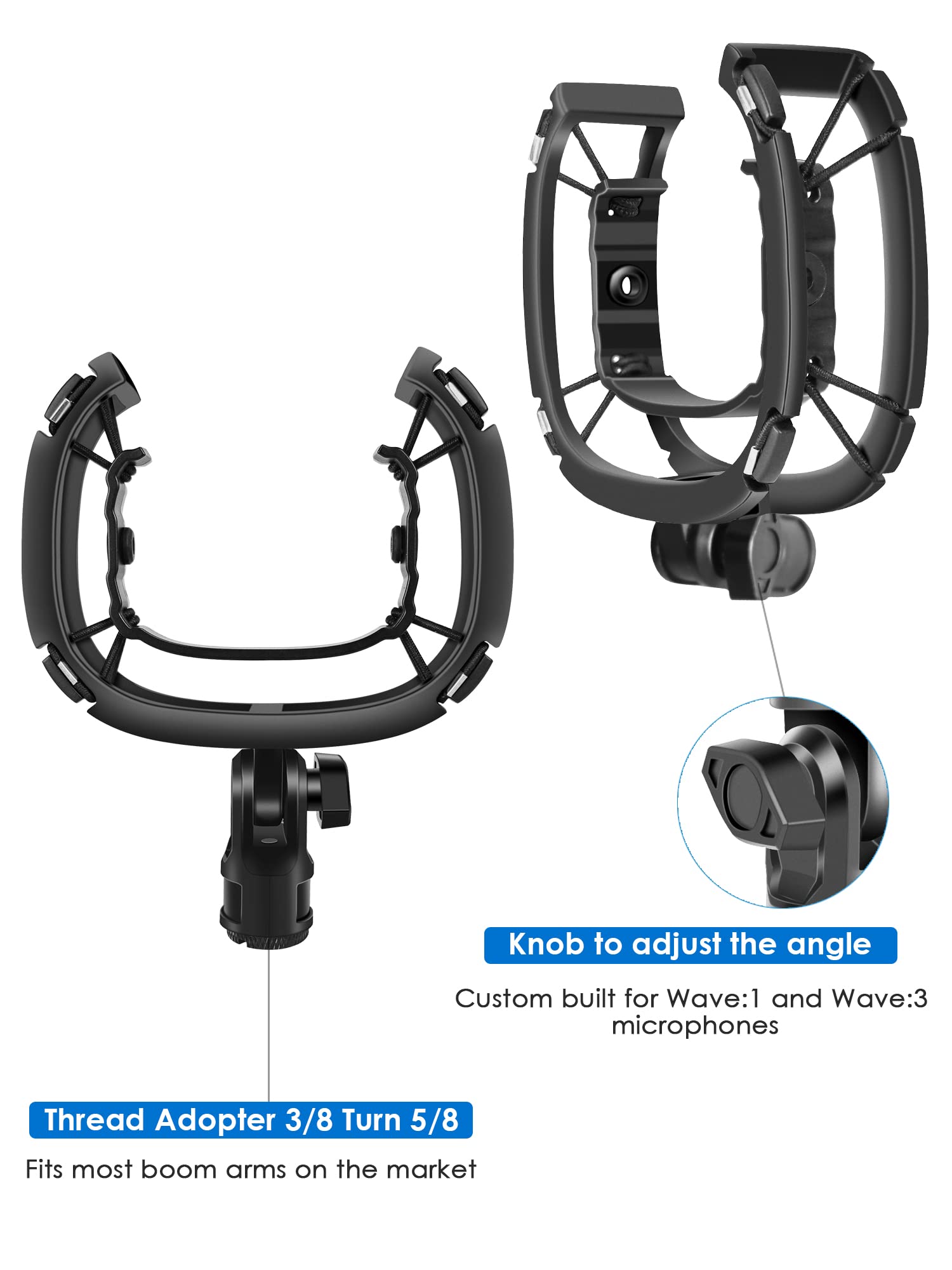 Elgato Wave Shock Mount - Anti-Vibration Suspension Mic Holder for Wave 1 & Wave 3 Microphones - Perfect for Streaming, Podcasting & Voice Recording