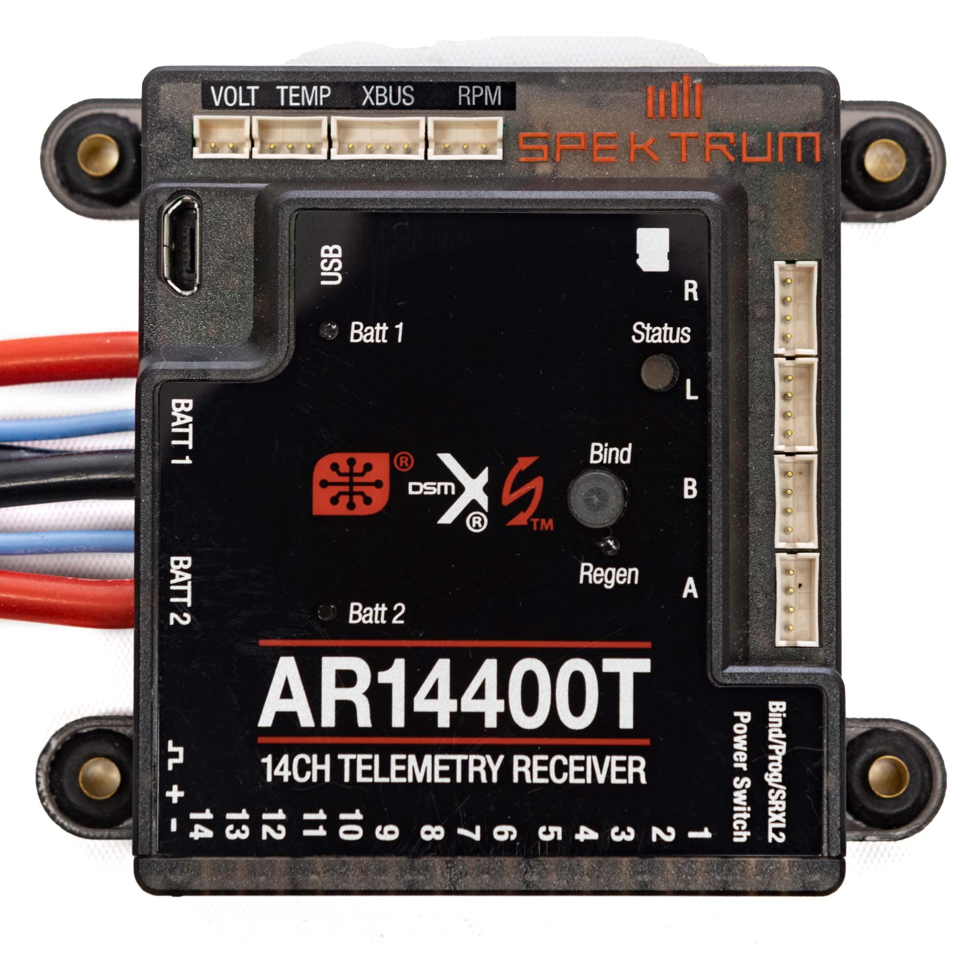 Spektrum AR14400T 14-Channel PowerSafe Telemetry Receiver - SPMAR14400T for RC Airplanes, Drones, and Boats | Long-Range Signal & Advanced Telemetry Features