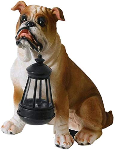 Handcrafted Resin Bulldog Statue - Solar-Powered Outdoor Garden Decor, Desktop Sculpture for Pet Lovers | Perfect for Lawn, Patio, and Home Office Decoration