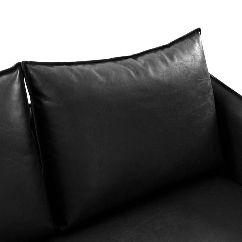 Modern Industrial Loveseat with PU Leather - Stylish Small Sofa for Living Room, Office or Lounge - Comfortable Two-Seater Couch for Home Decor