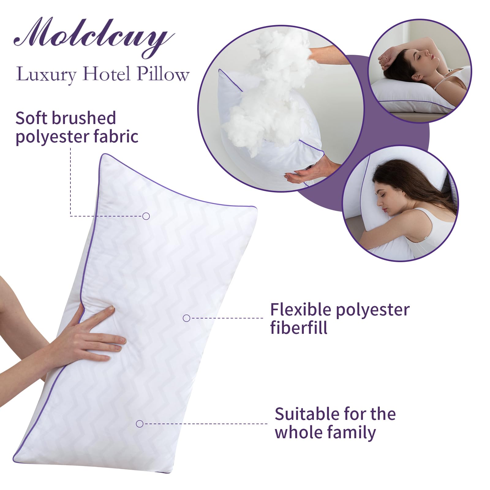 Premium Queen Size Bed Pillows Set of 2 - Hotel Collection Down Alternative Pillows for Side & Back Sleepers | Ultra Soft Microfiber Filled Pillows | Perfect for Home, Hotel & Guest Room Comfort
