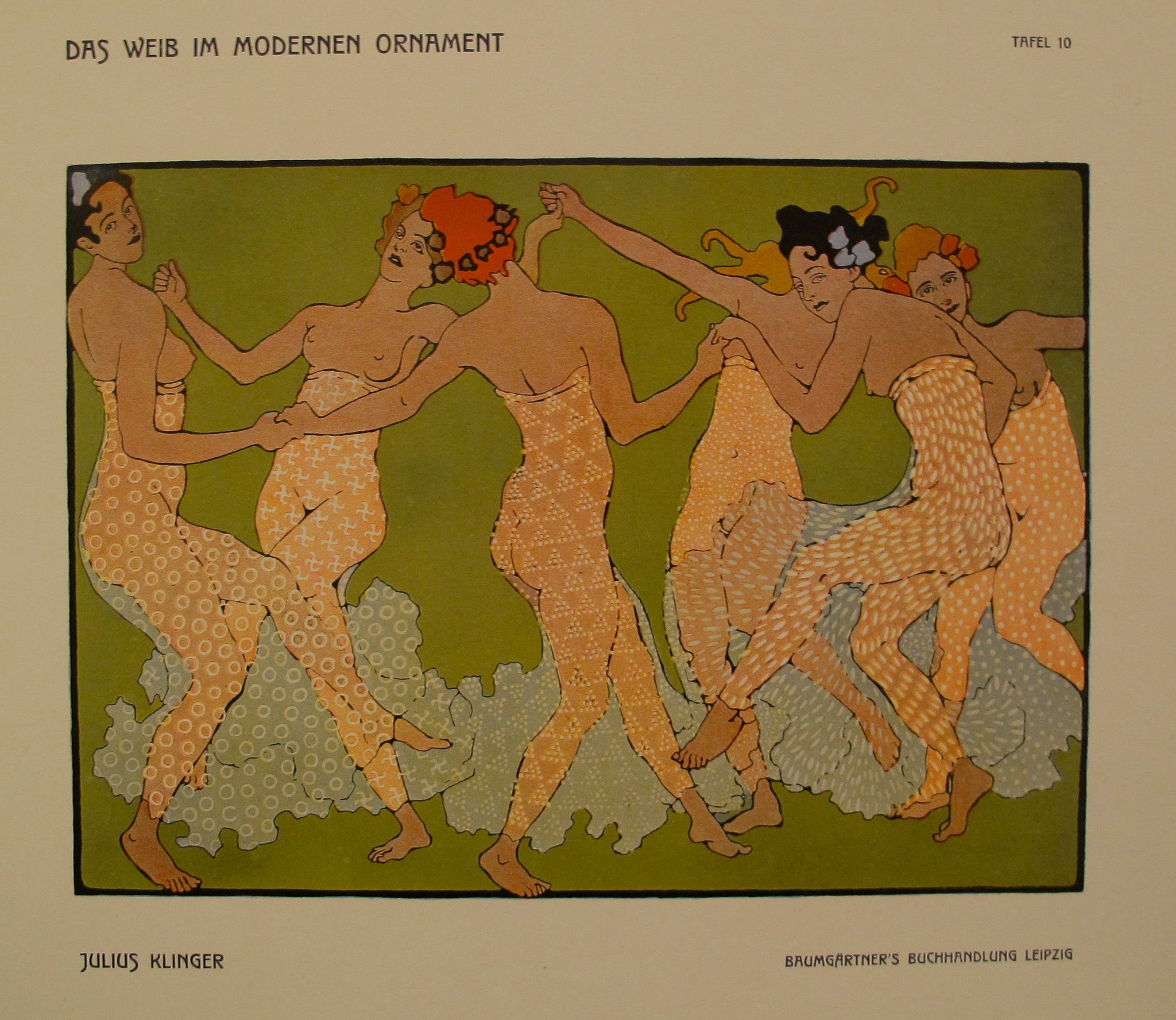 1902 Original German Art Nouveau Poster - 'Das Weib Im Modernen Ornament, Plate 10' by Klinger | Vintage Home Decor & Art Collection Display