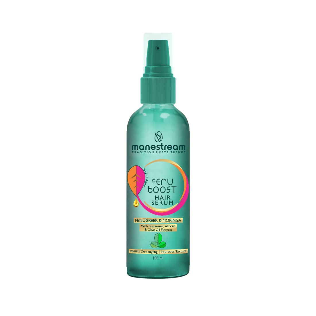 Manestream Fenuboost Ayurvedic Hair Serum for Men & Women - Fenugreek & Moringa Extract for Heat Damaged & Chemically Treated Hair Repair | Includes Free Fenucleanse Anti-Dandruff Mini Shampoo 30ml (Pack of 2) | Perfect for Daily Hair Care & Scalp Nourishment