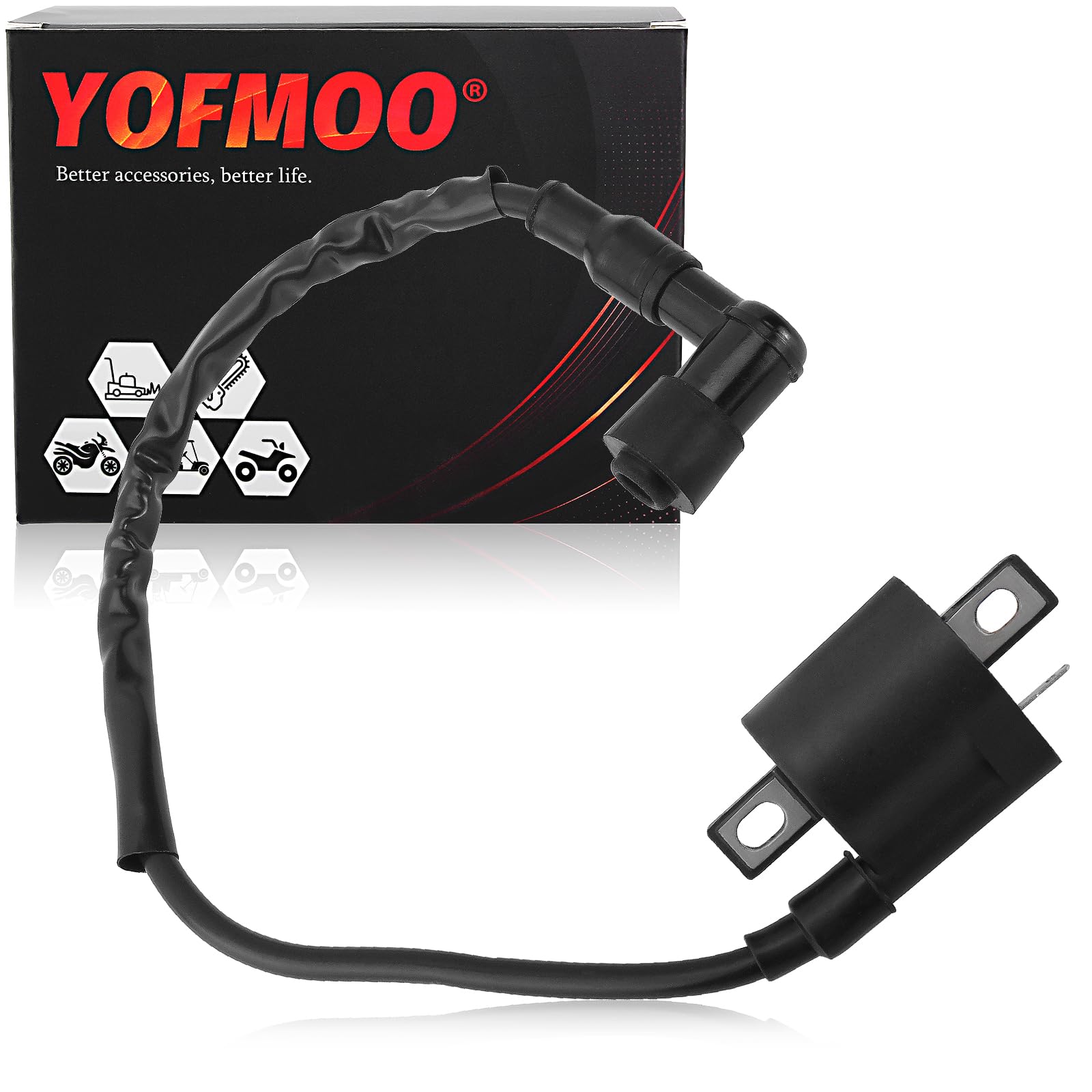 High-Performance Ignition Coil for Yamaha Bear Tracker, Trail Boss, Warrior, Big Bear, Raptor, TTR125, YFM350, ATC185S, ATC200 - Compatible with YFM 250, 330, 350 & ATC 185S, 200, 200ES, 200S - Perfect for Off-Road, Trail Riding & ATV Maintenance