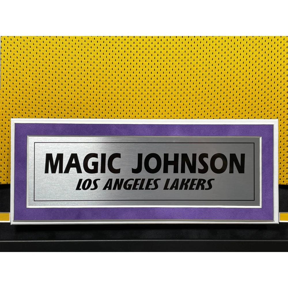 Magic Johnson Autographed Los Angeles Lakers Jersey - Framed NBA Memorabilia with BAS Beckett COA - Perfect for Sports Collectors, Man Cave Decor & Lakers Fan Gifts