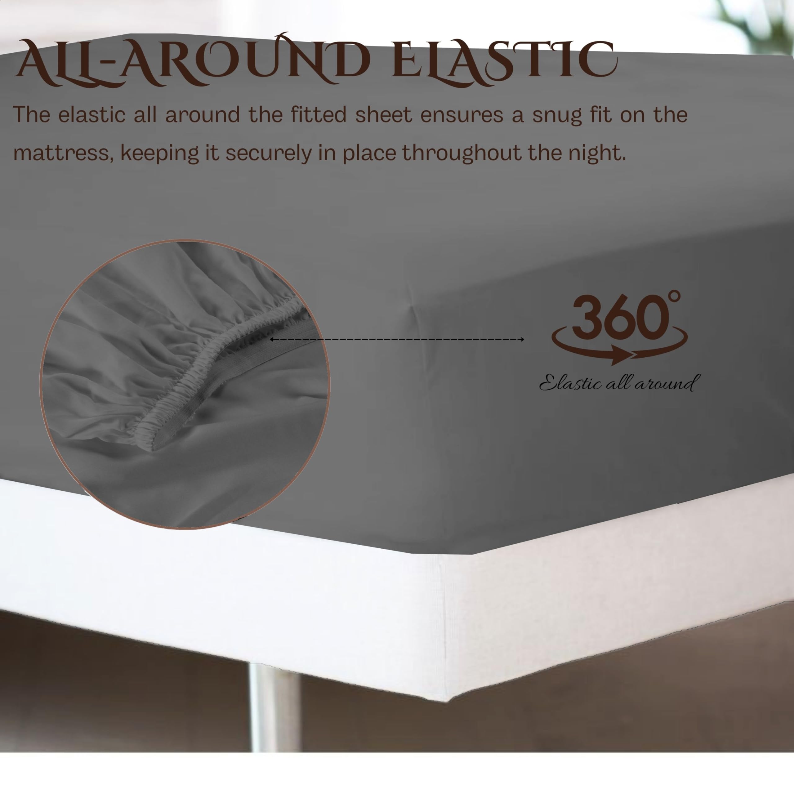 Breathable & Cooling 4-Piece Twin XL Linen Sheet Set - Soft Polycotton Blend Bed Sheets in Dark Grey - Perfect for Hot Sleepers & Summer Nights