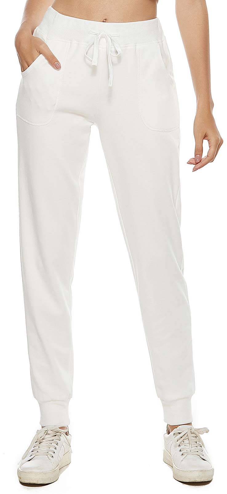 AvaCostume Women's Cotton Stretch Active Jersey Jogger Pants with Pockets - Comfortable Workout & Lounge Pants for Yoga, Running, and Casual Wear