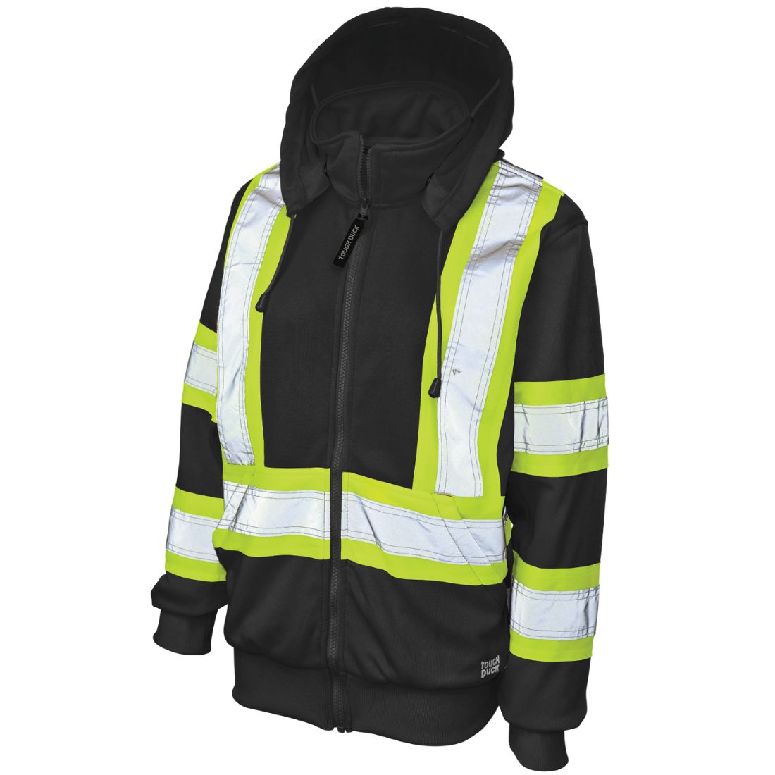 Tough Duck Women's High Visibility Safety Fleece Hoodie SJ42 - Black | Warm Workwear for Construction, Road Work & Outdoor Winter Jobs