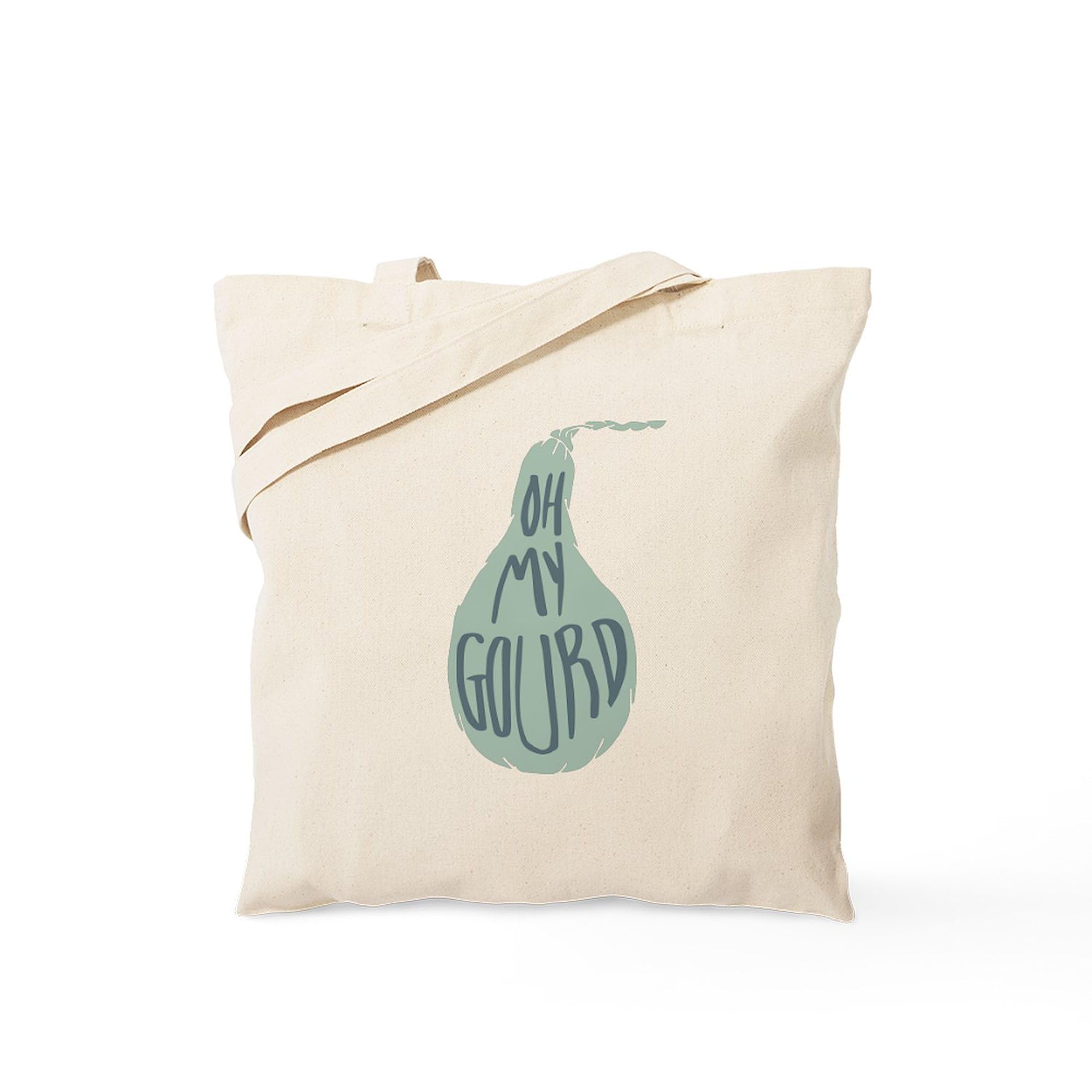 Oh My Gourd Natural Canvas Tote Bag - Reusable Grocery Shopping Bag for Farmers Market, Beach & Everyday Use