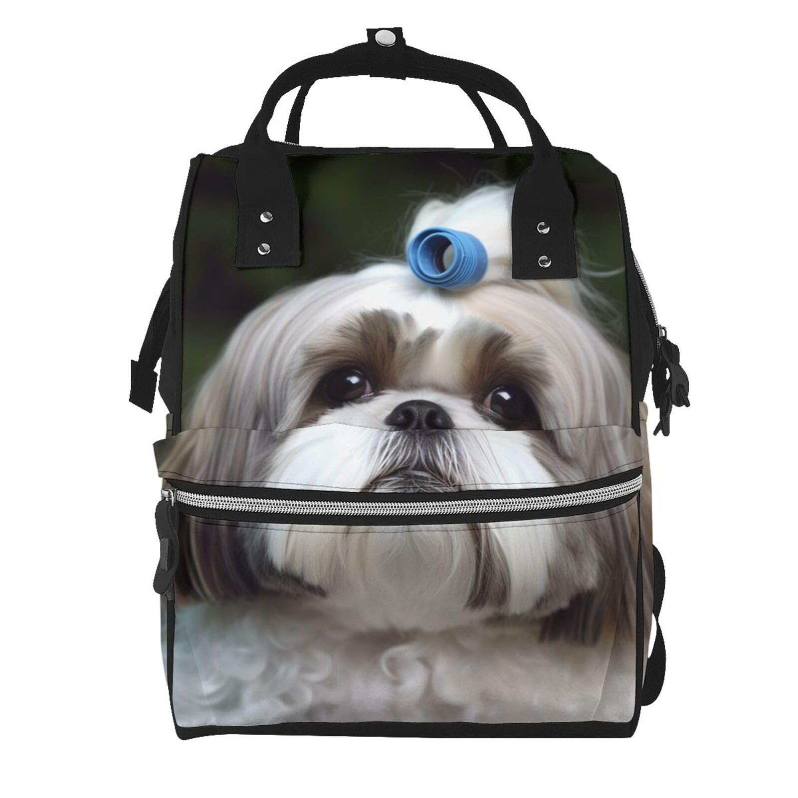 **JTRKN Large Capacity Diaper Backpack for Moms - Shih Tzu Dog Print, Unisex Multi-Function Travel Backpack for Outdoor, Hiking & Daily Use - Black One Size Daypack**