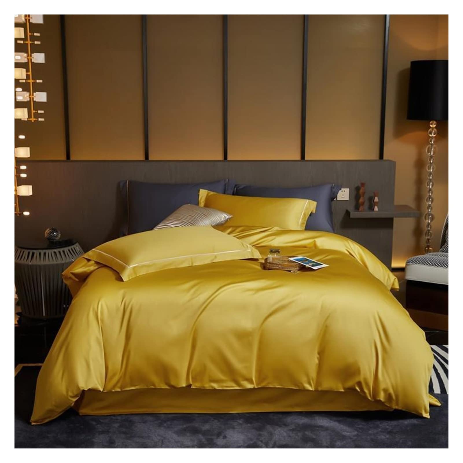 Luxury 1000TC Egyptian Cotton Bed Sheet Set 4Pcs - Double Queen King Size Duvet Cover with Flat Sheet & Pillowcases - Soft Solid Color Bedding Set for Master Bedroom, Guest Room, and Hotel Use
