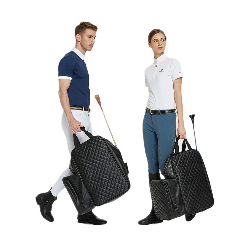 UNISTRENGH Professional Equestrian Bag - Durable PU Leather Waterproof Horse Riding Boot & Helmet Storage Bag for Women & Men | Perfect for Horseback Riding, Training & Competitions