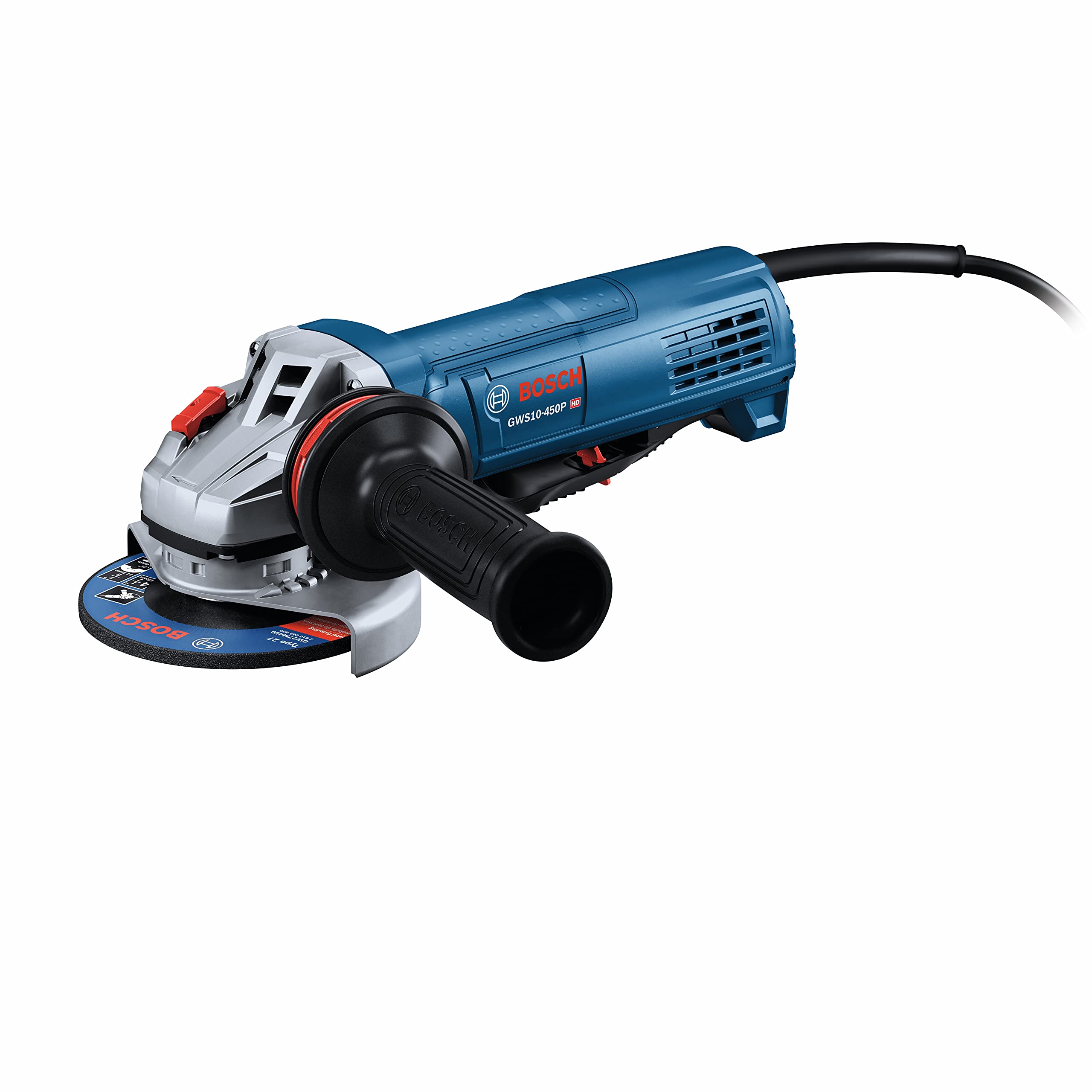 Bosch GWS10-450P 4-1/2 Inch Angle Grinder with Paddle Switch - Lightweight & Ergonomic Power Tool for Metal Cutting, Grinding & Sanding | Perfect for DIY Projects & Professional Construction Work