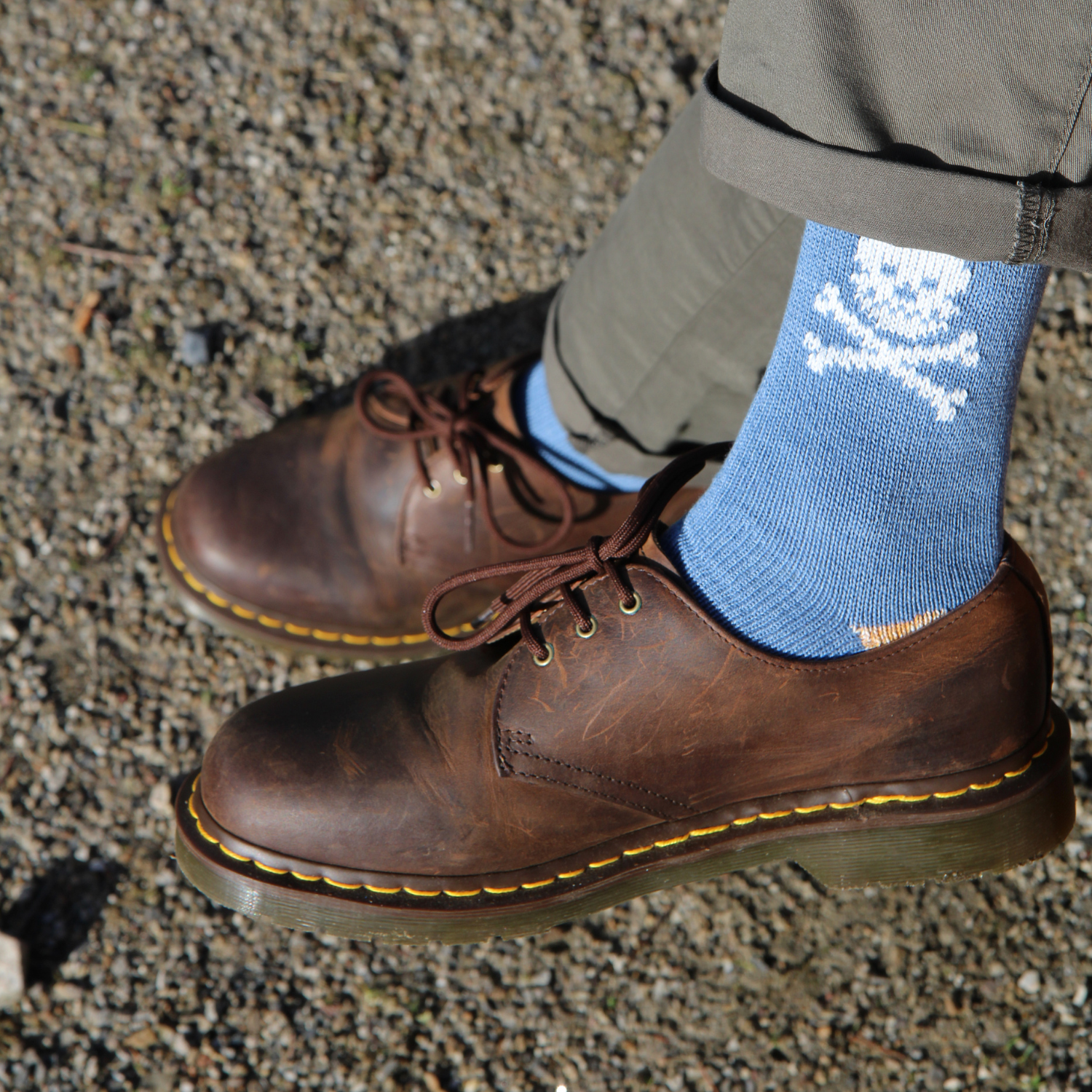 Men's Skull & Stripe Cotton Socks - Breathable Casual Crew Socks for Everyday Wear, Gym & Street Style
