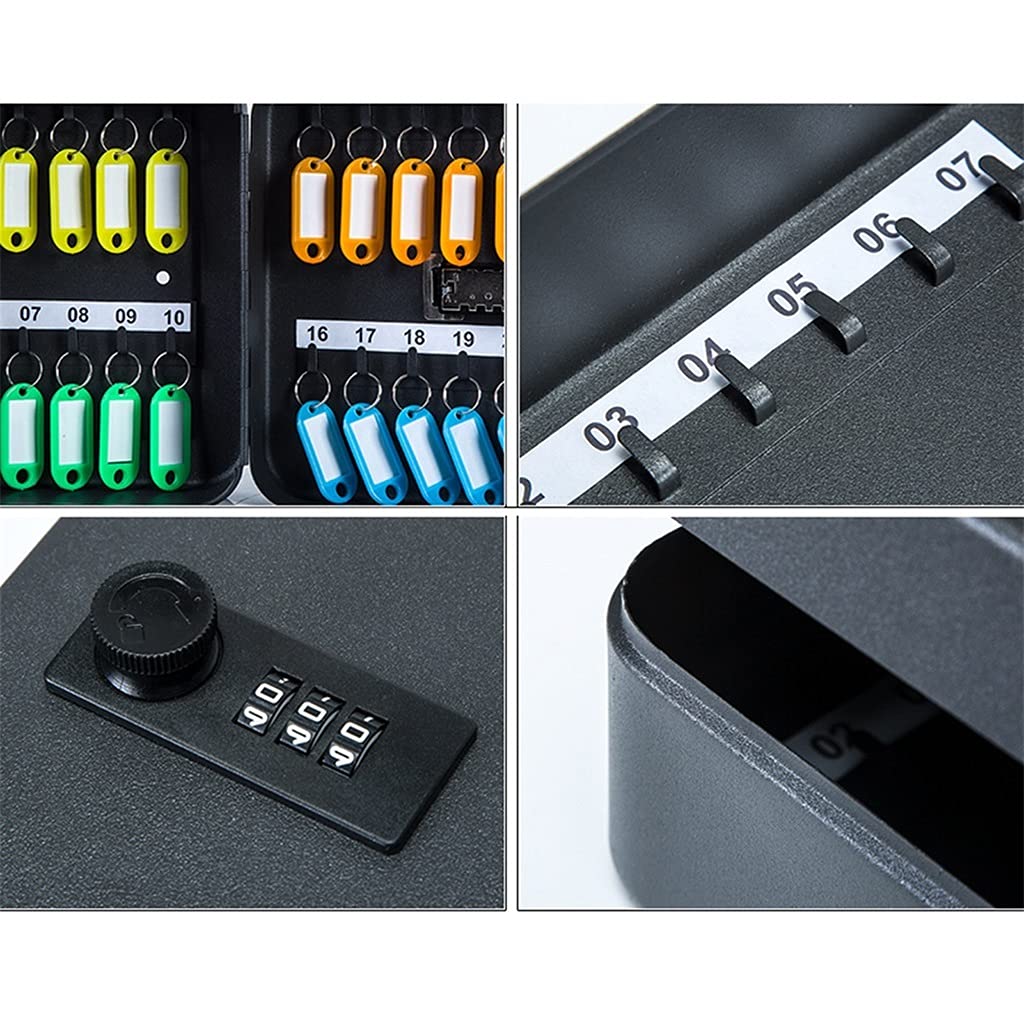 Wall Mounted Key Cabinet with Password Lock - 48-Bit Key Storage Box for Home, Office & Real Estate (30x24x8cm, Black) - Secure Key Management for Property, Car & Kitchen Keys