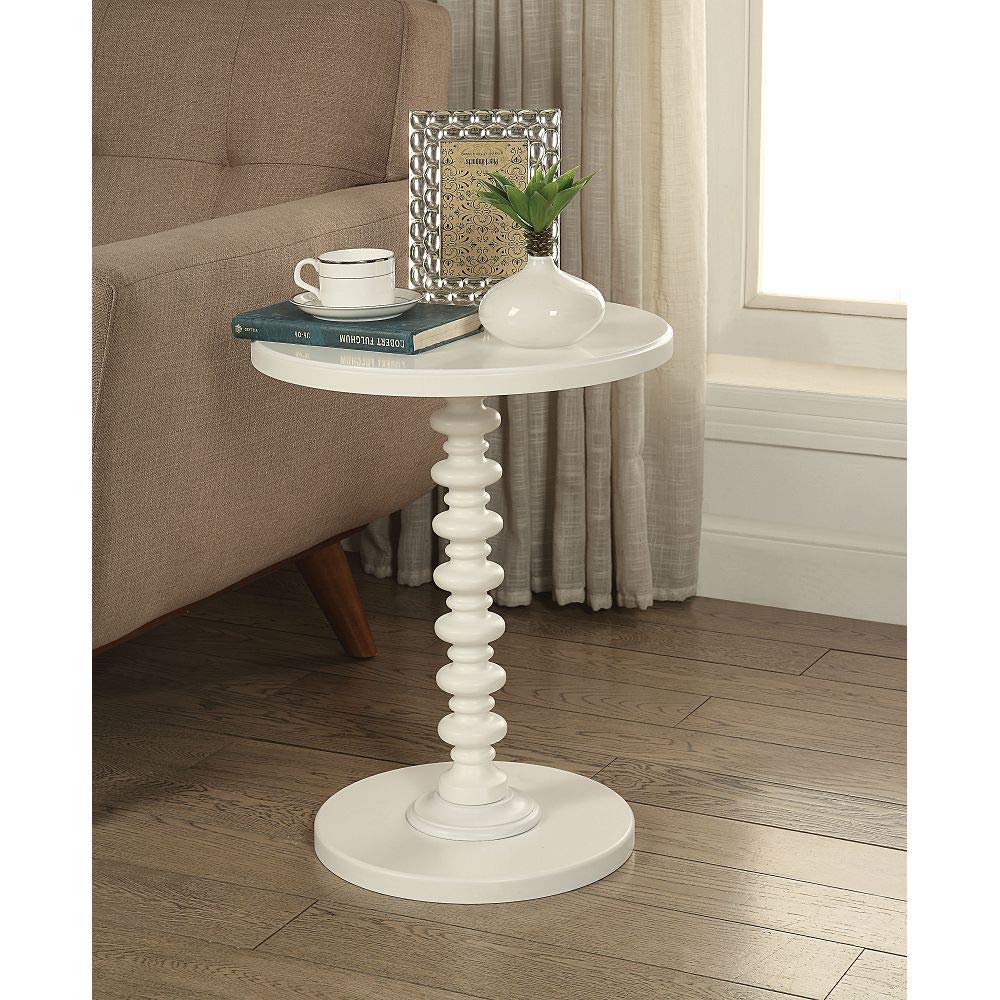 Acton White Sofa Side Table - Modern Nightstand, Coffee Table & End Table for Living Room, Bedroom & Entryway - Perfect Accent Furniture for Small Spaces (Model 82796)