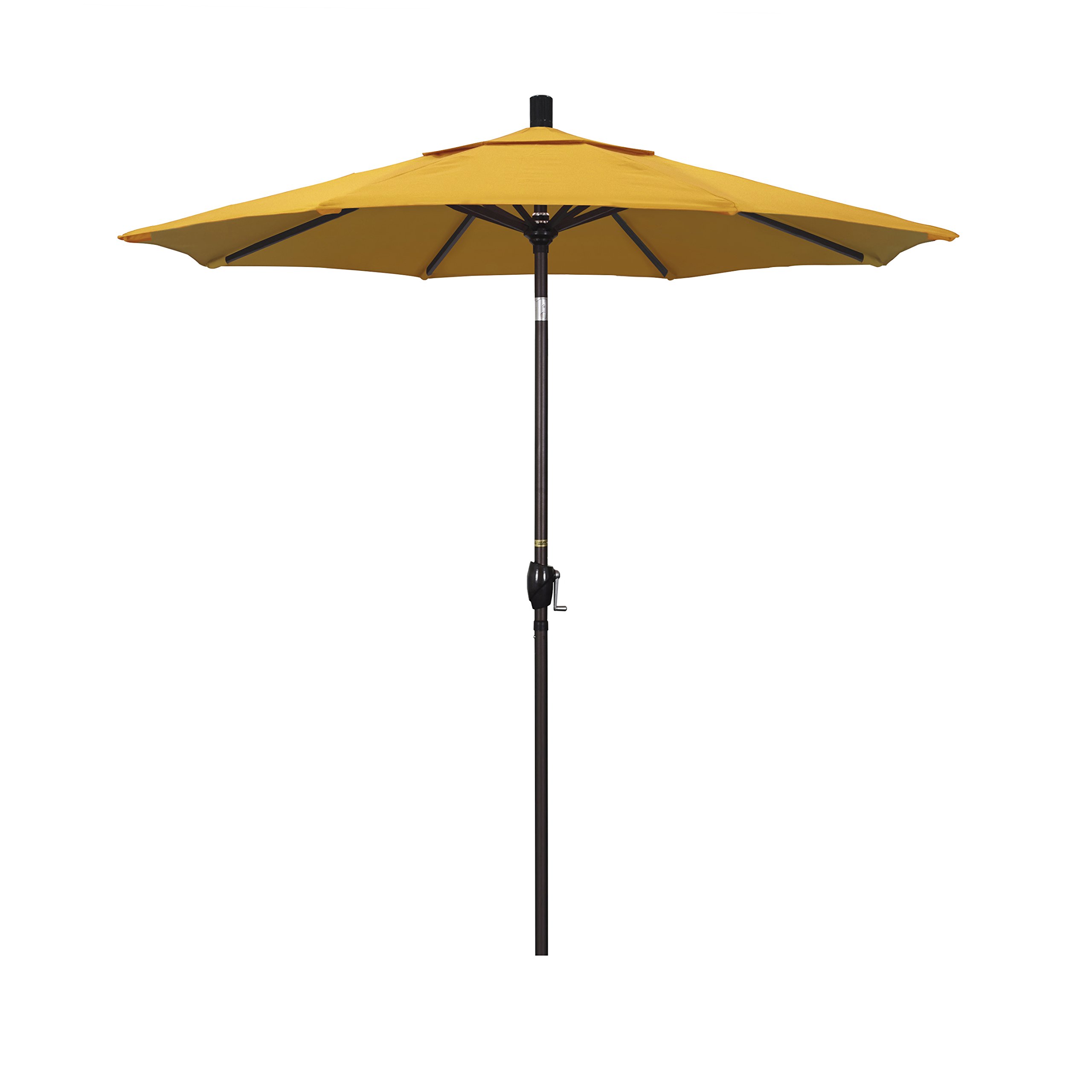 7.5' Pacific Trail Series Patio Umbrella - Bronze Aluminum Pole & Ribs, Push Button Tilt, Crank Lift, Olefin Lemon Fabric - Perfect for Poolside, Backyard, and Outdoor Dining Areas