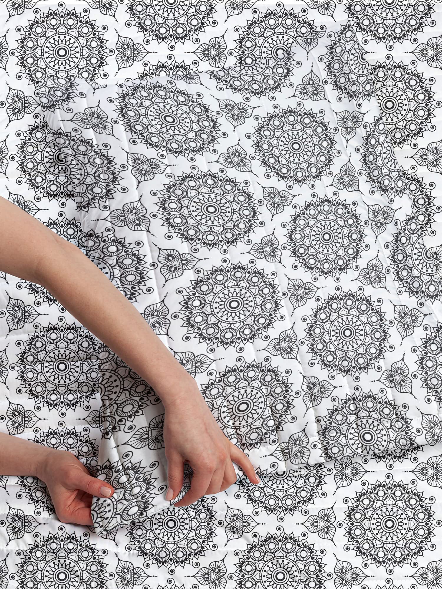Ambesonne Tribal Microfiber Bedspread Set - South Eastern Folklore Geometric Circle Design | Soft Twin Size Bedding with Pillow Sham & Comforter in Black and White | Perfect for Wedding Themes, Bohemian Bedrooms and Guest Room Decor