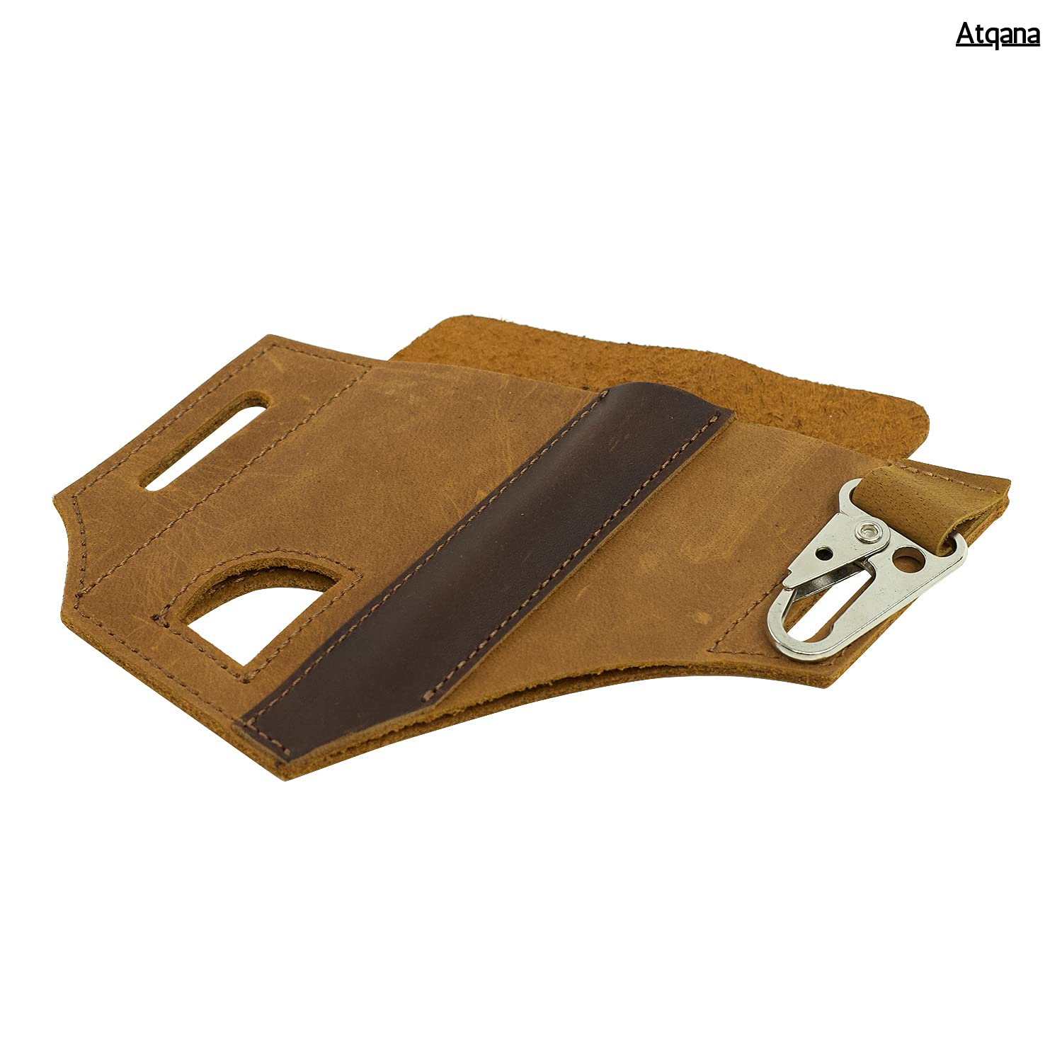 Premium Leather Multitool Sheath for Belt - Durable EDC Pocket Organizer & Leatherman Holster | Handmade Leather Pouch with Pen Holder, Flashlight Sheath & Key Fob Clip | Perfect for Camping, Hiking, Outdoor Adventures & Everyday Carry (Brown)