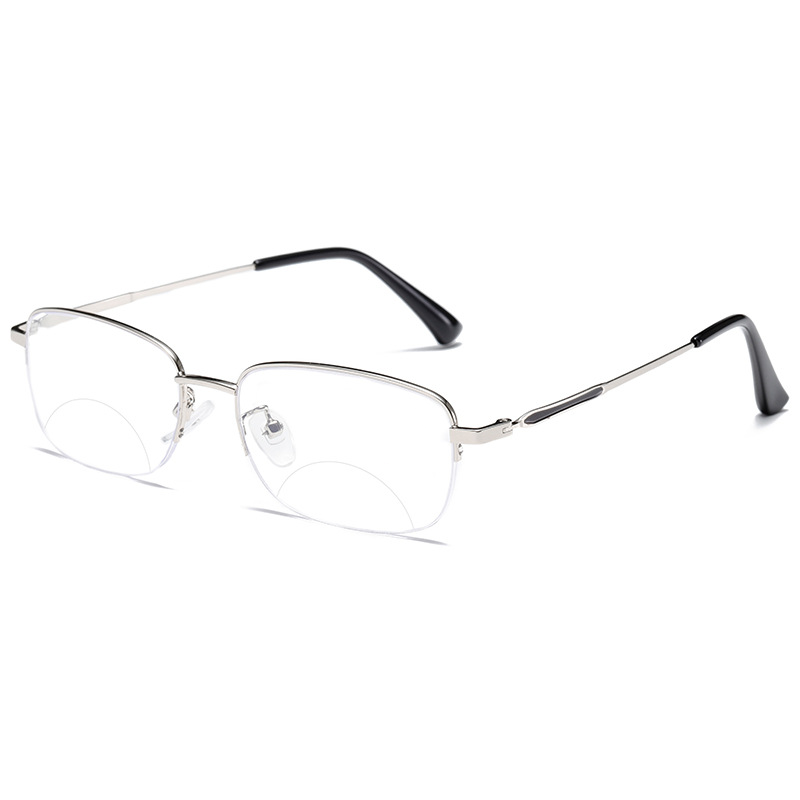 Men's Metal Half Frame Bifocal Reading Glasses - Stylish & Durable for Reading, Computer Work & Hobbies