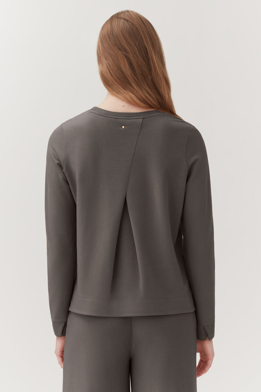 French Terry Pleat Back Sweatshirt for Women - Soft Casual Pullover with Unique Pleated Detail | Perfect for Lounge Wear, Yoga, and Everyday Comfort