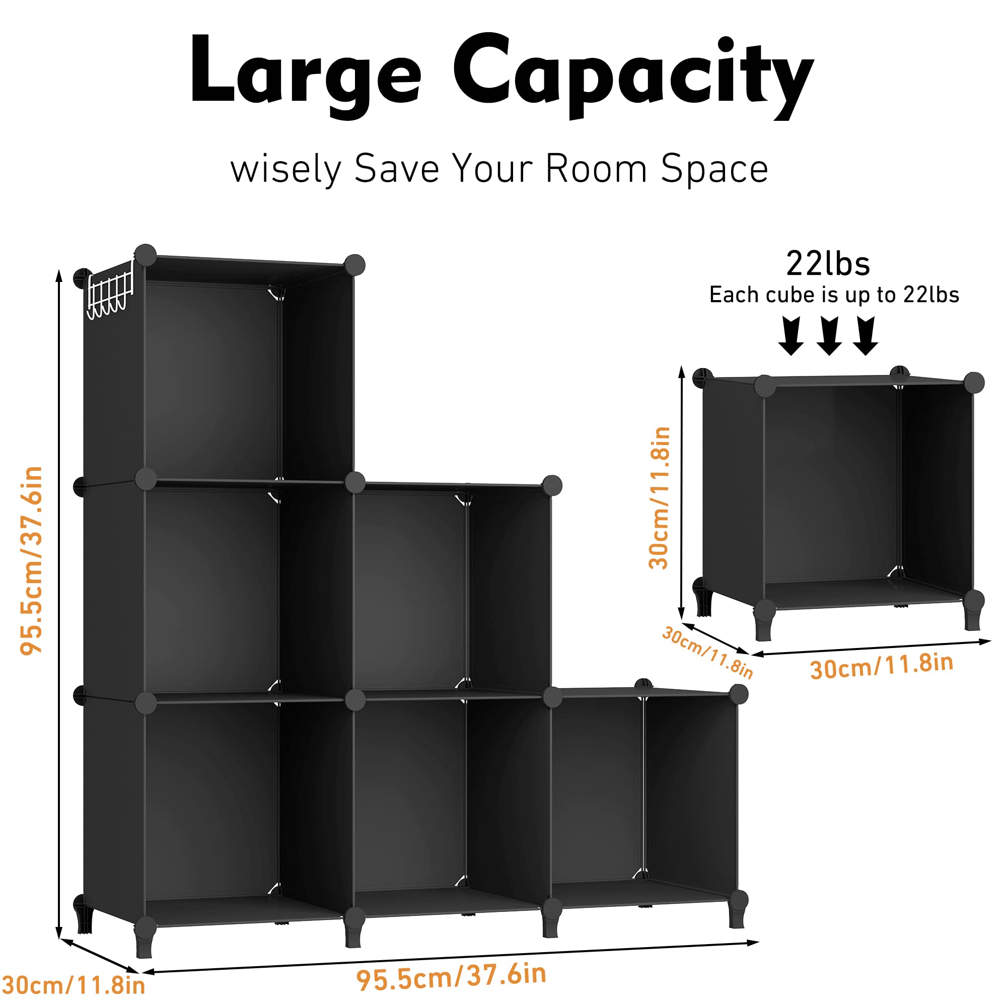 HOMIDEC 6-Cube Bookcase Storage Shelf - DIY Organizer for Books, Toys, Clothes & Crochet Yarn | Perfect for Living Room, Bedroom, Nursery & Craft Room Organization