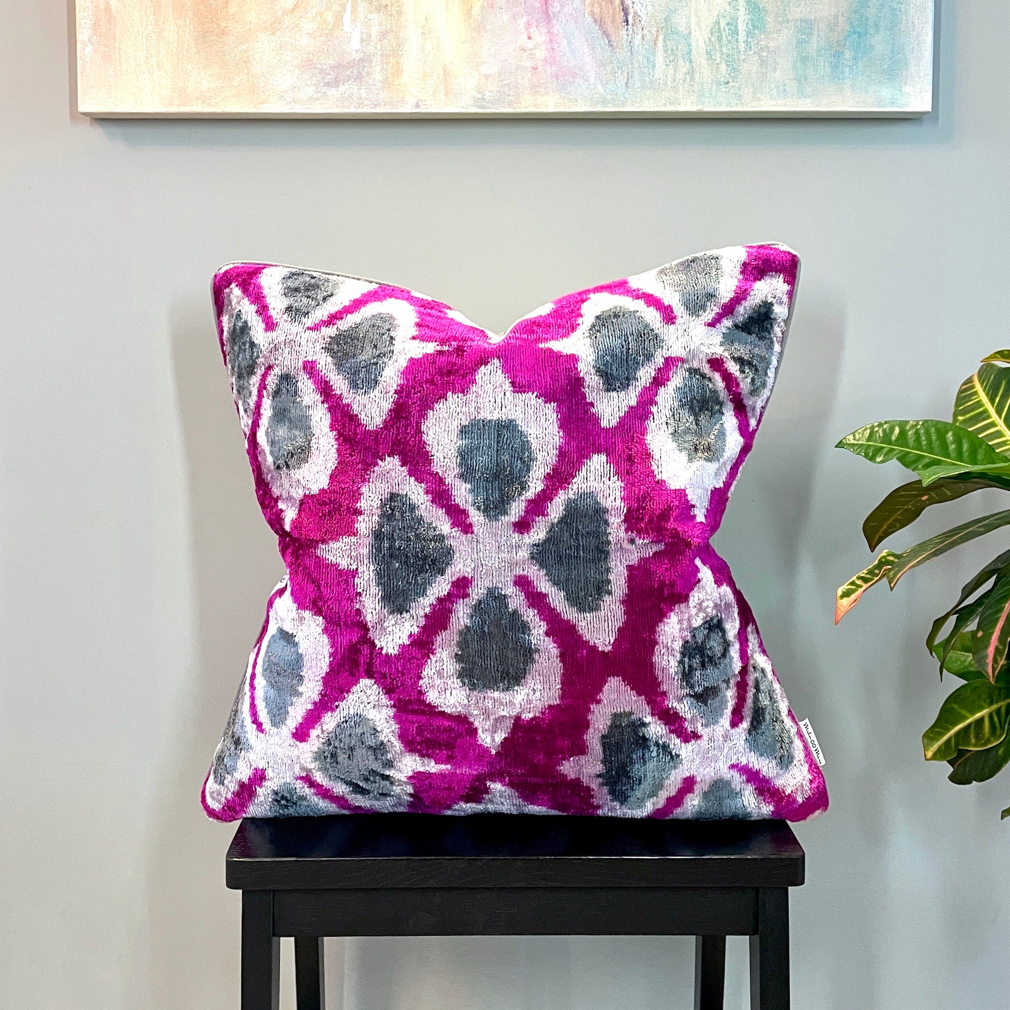 Luxury Velvet Ikat Cushion Cover Aloha Hawaiian Style - Soft Decorative Throw Pillow for Sofa, Bed, Chair - Boho Home Decor & Living Room Accent