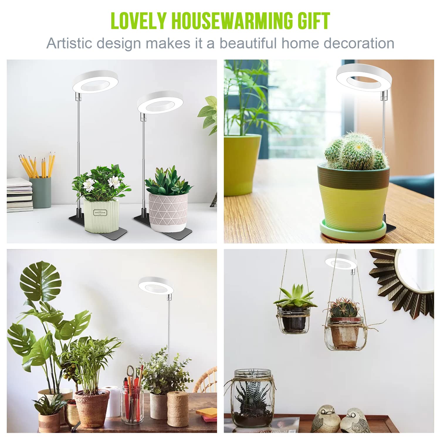 Full Spectrum LED Grow Lights for Indoor Plants - Adjustable Height, 10-Level Dimmer & Auto Timer - Perfect for Succulents, Herbs & Small Plants in Home, Office or Greenhouse