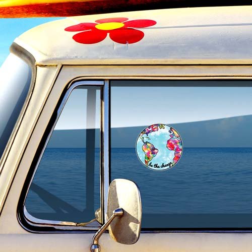 Be The Change Planet Earth Vinyl Decal Sticker by Megan J Designs ™ - Eco-Friendly Laptop, Car, Window Decoration for Environmental Awareness & Home Office Decor
