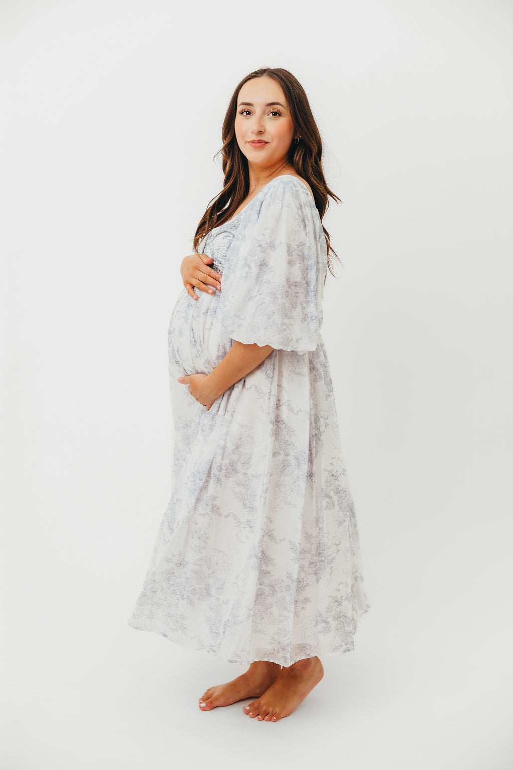Harlow Maxi Dress - Light Blue Floral Maternity Dress | Bump Friendly & Size Inclusive (S-3XL) | Perfect for Pregnancy, Beach Vacations & Summer Weddings