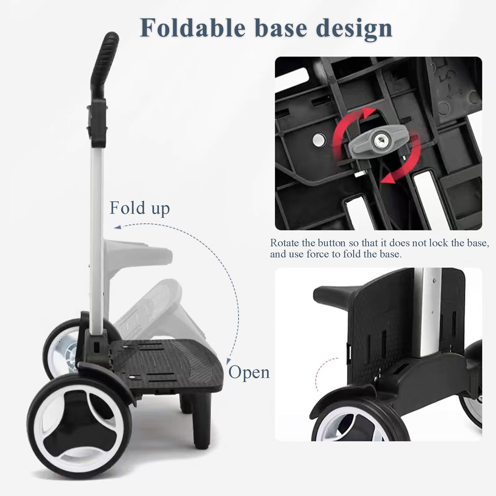 Lightweight Aluminum Alloy Folding Backpack Trolley with Silent Large Wheels & Luggage Strap - Portable Wheeled Cart for Travel, School, Shopping & Airport Use