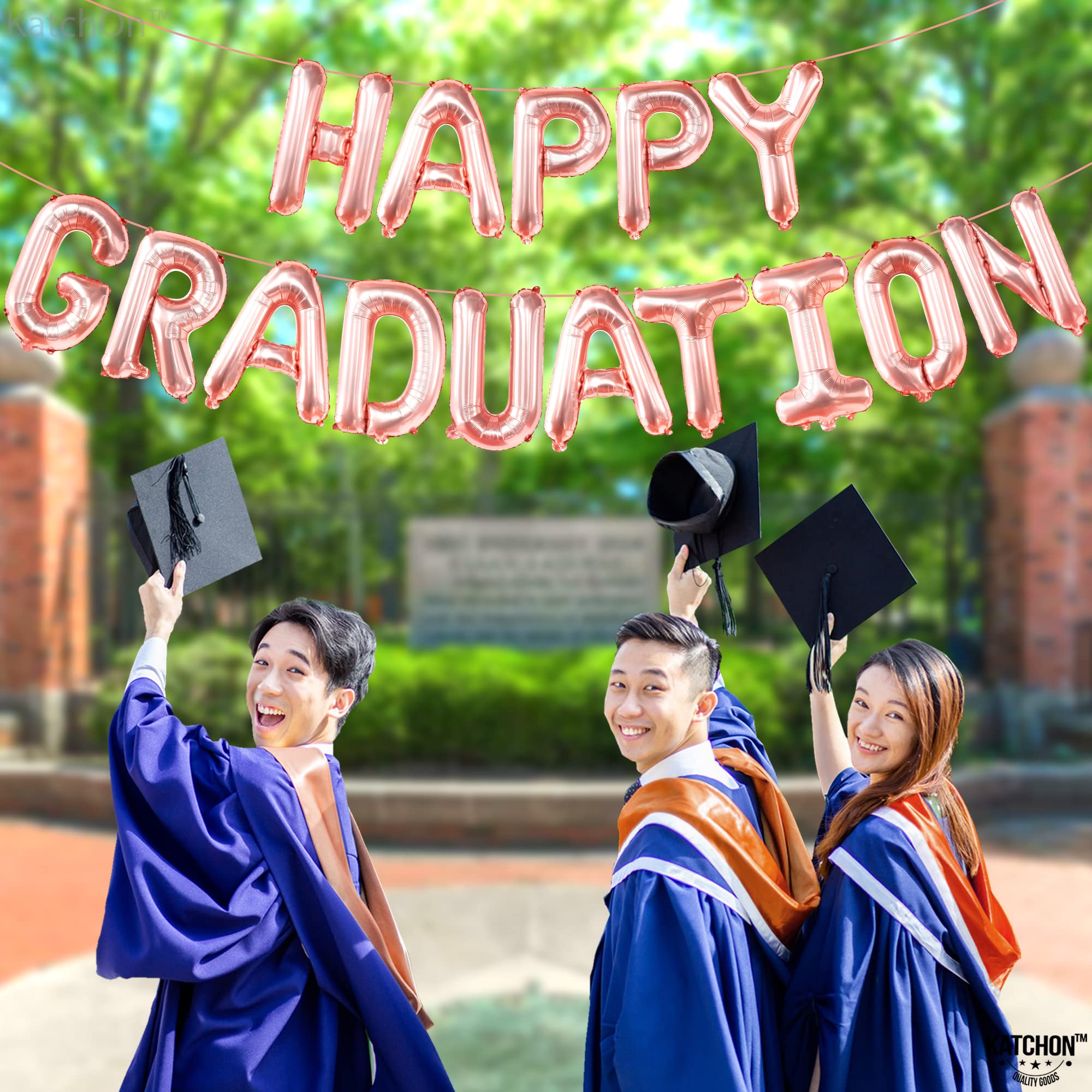 16 Inch Rose Gold Graduation Balloons - Class of 2025 Foil Balloons for Graduation Party Decorations | Happy Graduation Decor 2025 | Perfect for Graduation Ceremonies, Parties & Photo Backdrops