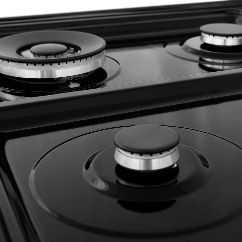 ZLINE 24 Inch 2.8 Cu. Ft. Dual Fuel Range - Black Stainless Steel Gas Cooktop with 4 Burners & Electric Convection Oven | Perfect for Modern Kitchens, Home Chefs & Entertaining (Model RAB 24)
