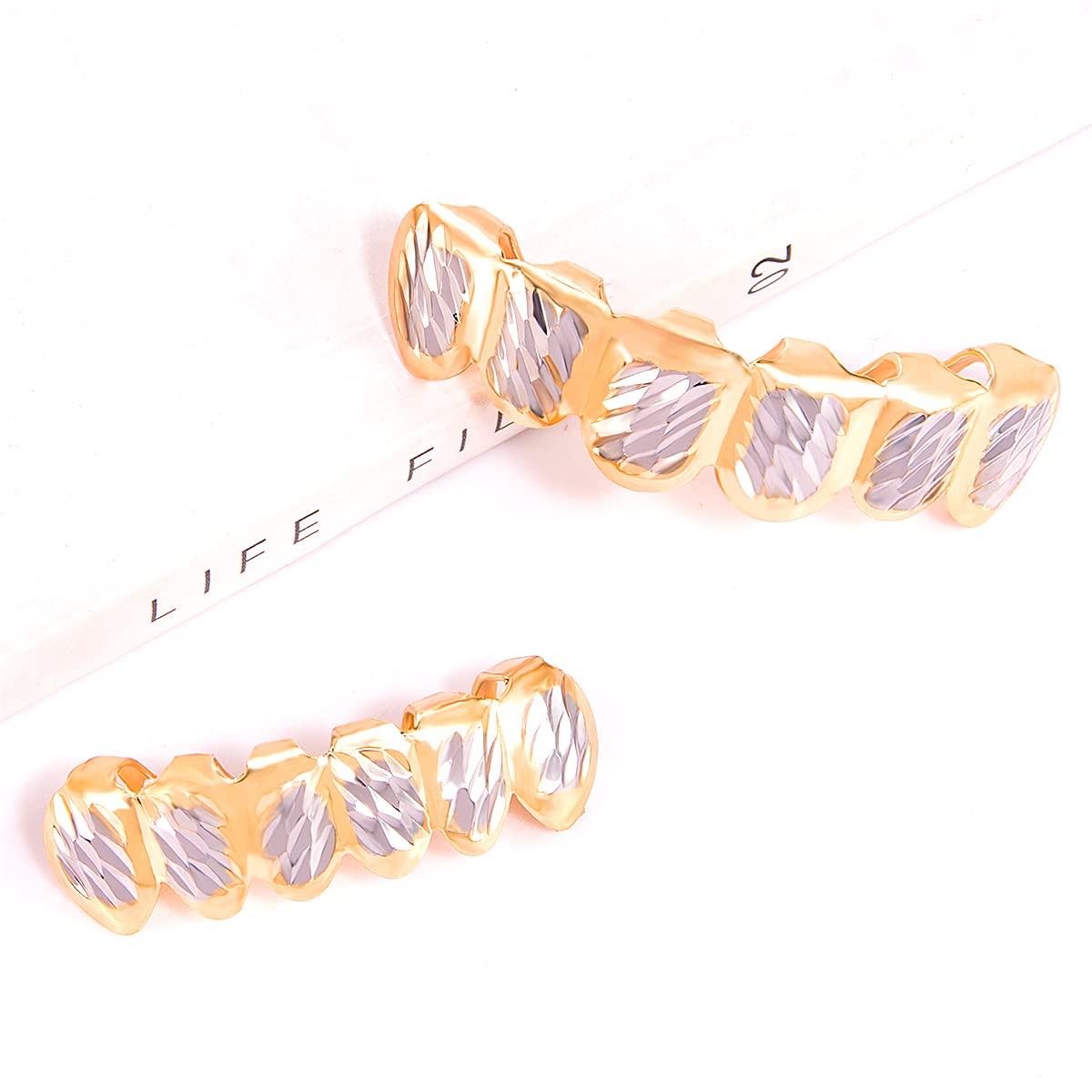 18K Gold Plated Hip Hop Grillz for Men & Women - Custom 6 Top & 6 Bottom Teeth Set in Gold/Silver - Perfect for Rap Performances, Music Videos & Street Fashion