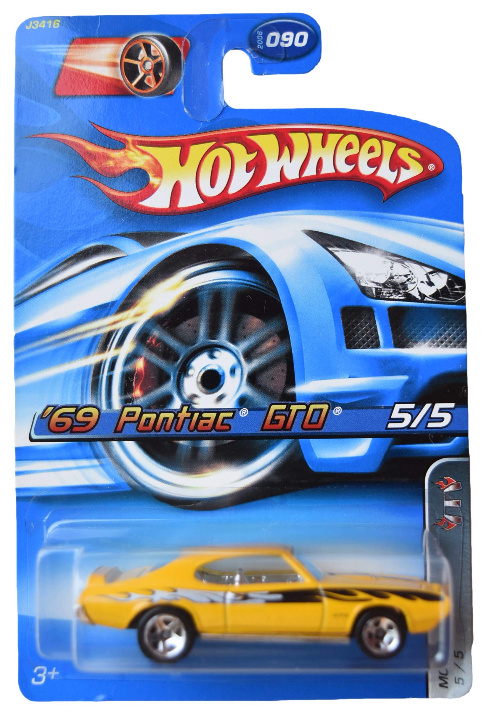 Mattel Hot Wheels '69 Pontiac GTO #90 Die-Cast Car Toy - 1:64 Scale Collectible Yellow Vehicle for Kids & Adults - Perfect for Play, Display & Racing Scenes