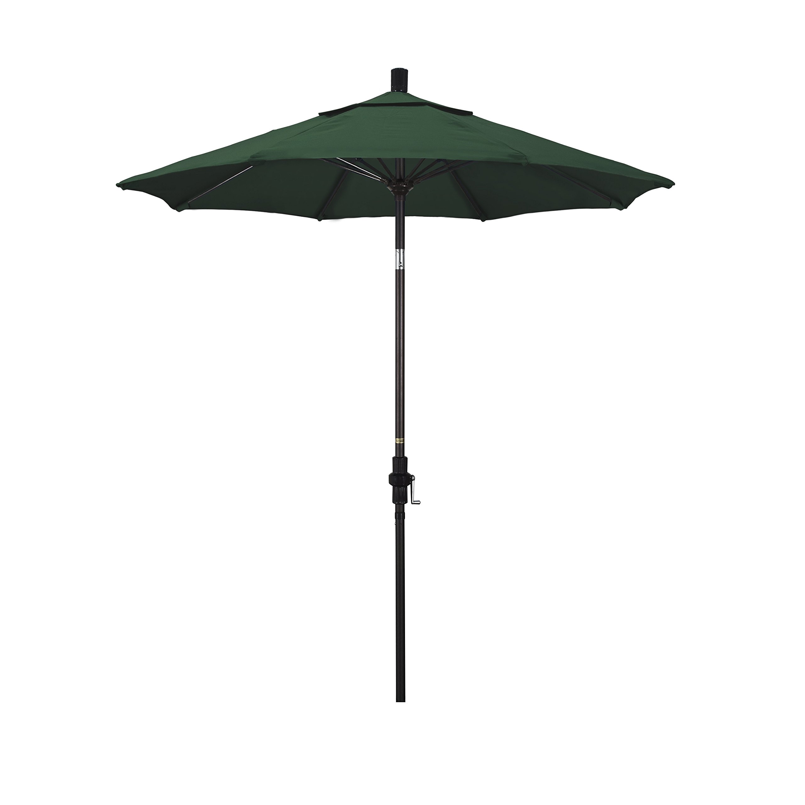7.5' Round Patio Umbrella with Crank Lift & Tilt - Aluminum Pole & Fiberglass Ribs - Bronze Finish & Sunbrella Forest Green Fabric - Perfect for Poolside, Garden, and Outdoor Dining Areas