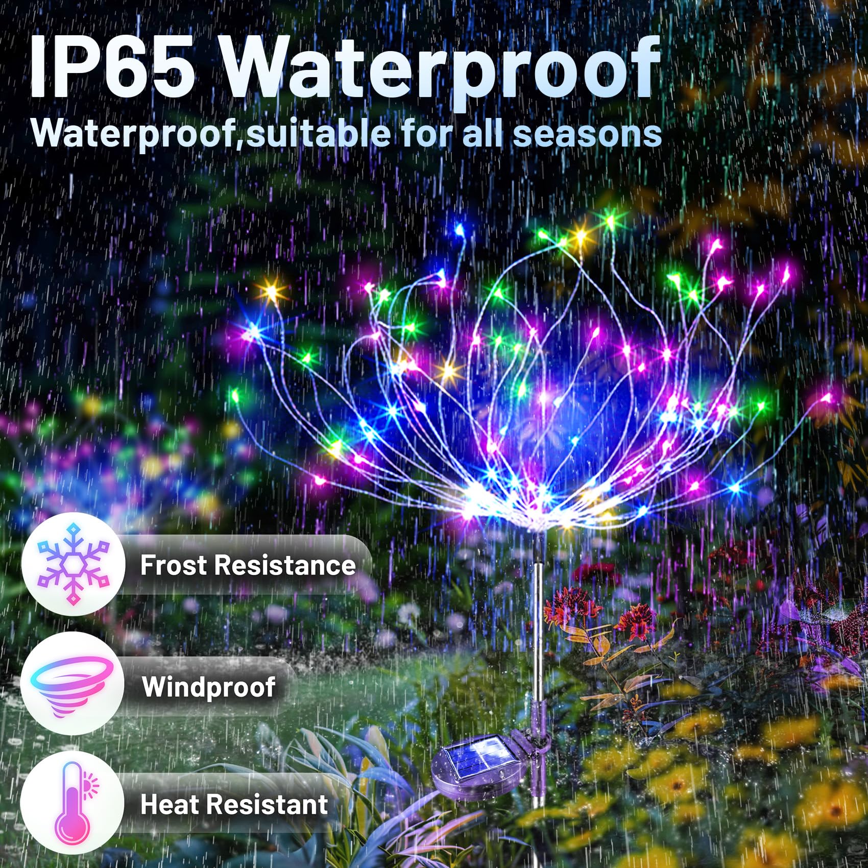 Solar Fireworks Garden Lights Outdoor Decor - Waterproof LED Fairy Starburst Sparklers for Yard, Patio, Pathway & Lawn Decoration | Twinkle Lighting for Flowerbeds, Parties & Landscape Design