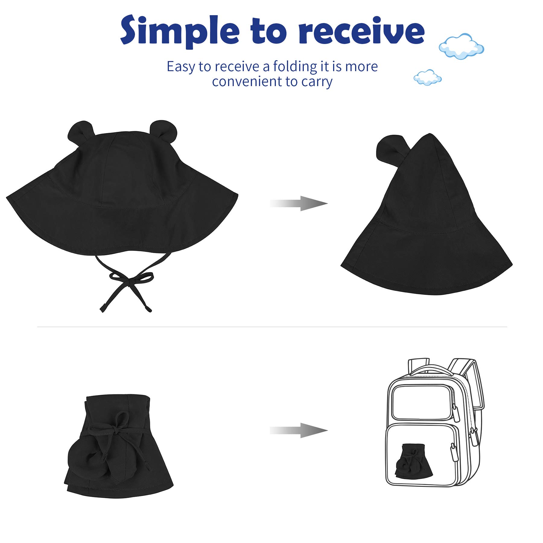 Zando Baby & Toddler Sun Protection Bucket Hat - UPF 50+ Wide Brim Beach Hat for Infants & Girls - Summer Sun Hat for Outdoor Play, Beach Trips & Park Adventures