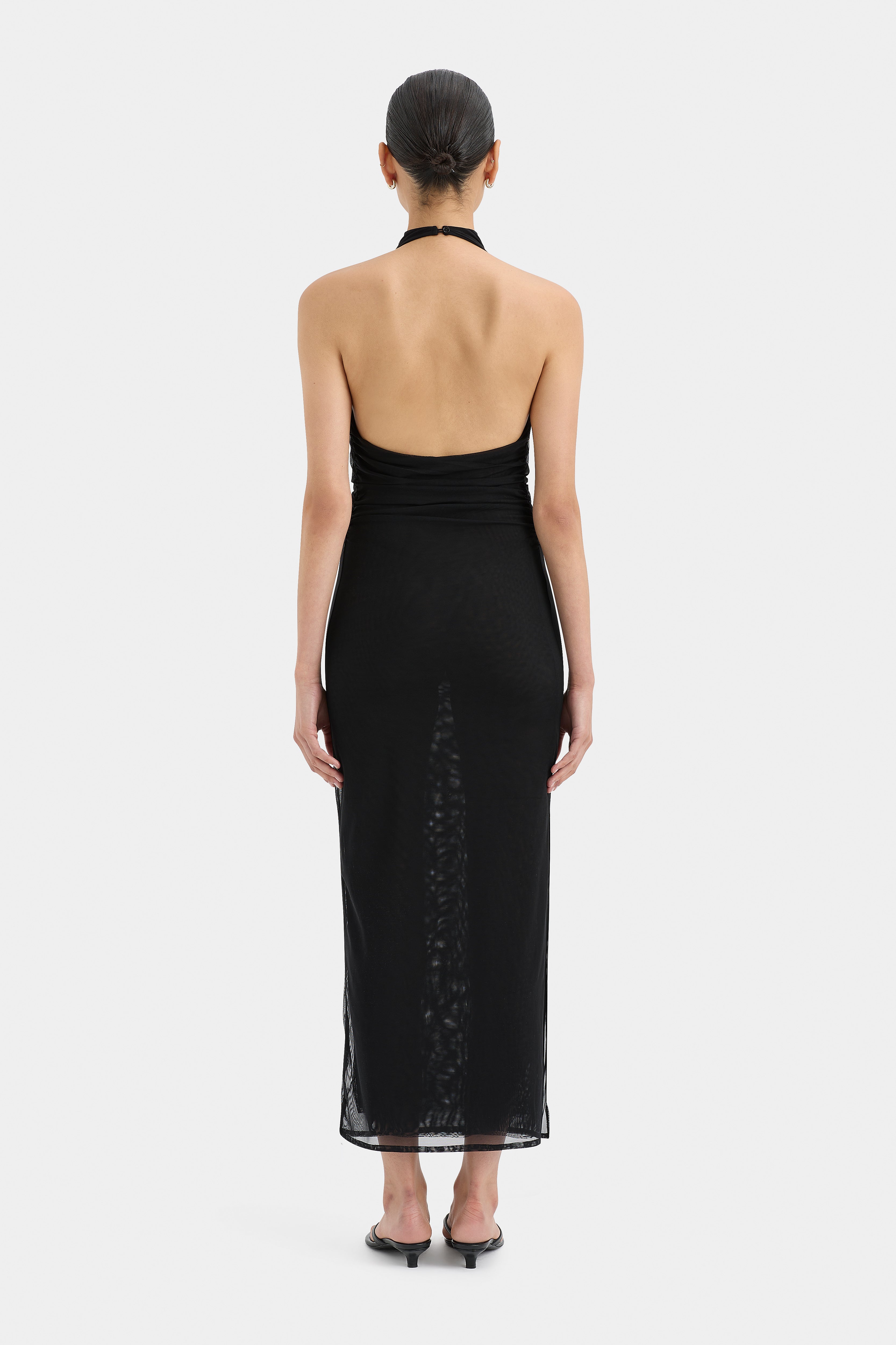 Jacques Mesh Halter Midi Dress - Elegant Summer Party Dress for Women, Beach Wedding Guest Outfit, Boho Chic Cocktail Attire