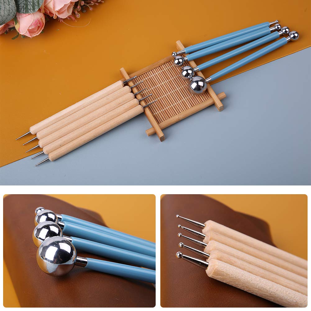 9 PCS Dotting Tools Ball Styluses Set with Storage Box - Professional Dotting Pens for Rock Painting, Pottery, Clay Modeling, Embossing & Nail Art - Perfect for DIY Crafts, Ceramic Decorations & Nail Design