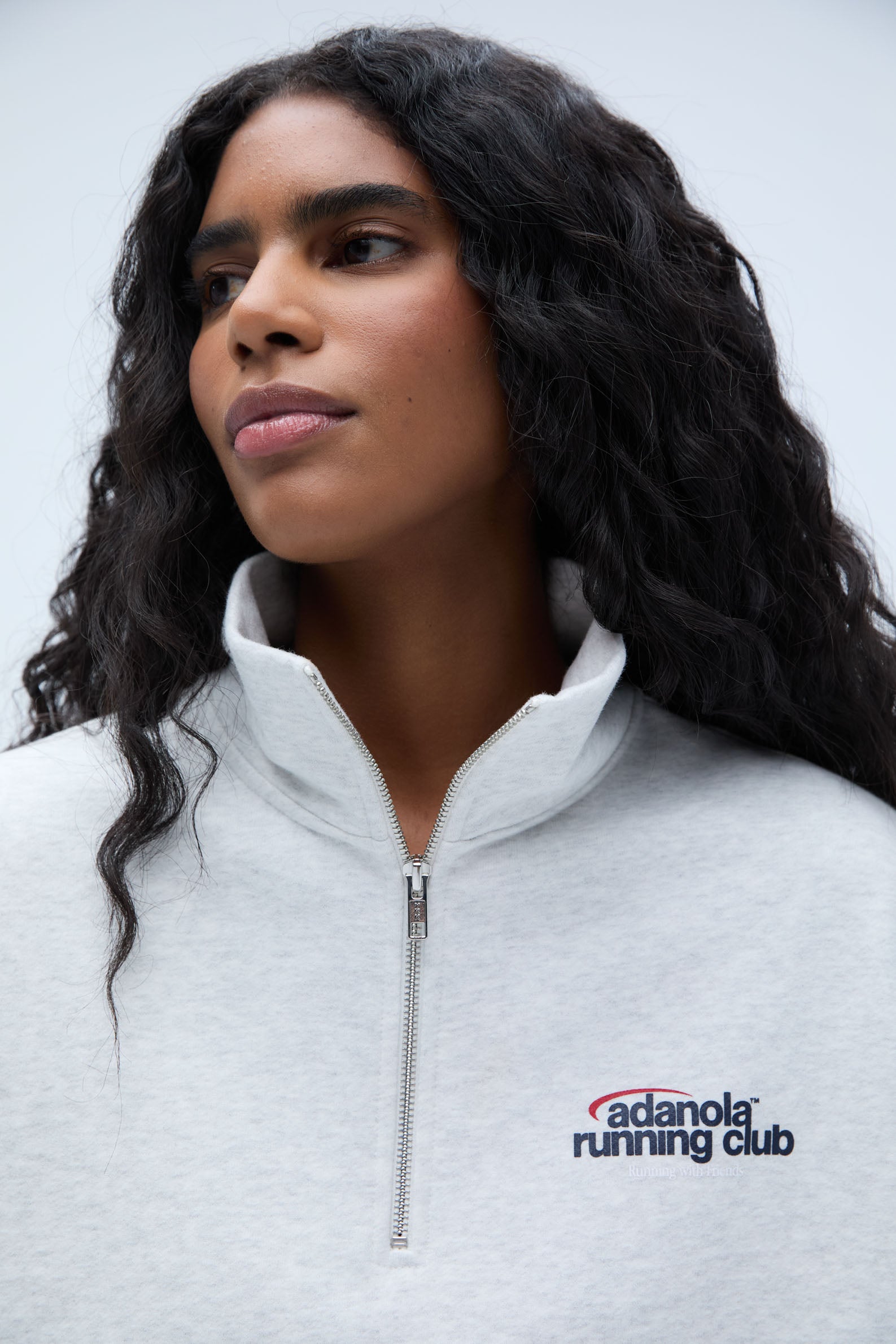 Oversized Funnel Neck Zip Sweatshirt for Runners - Light Grey Melange & Classic Red | Comfortable Workout Top for Jogging, Gym & Casual Wear