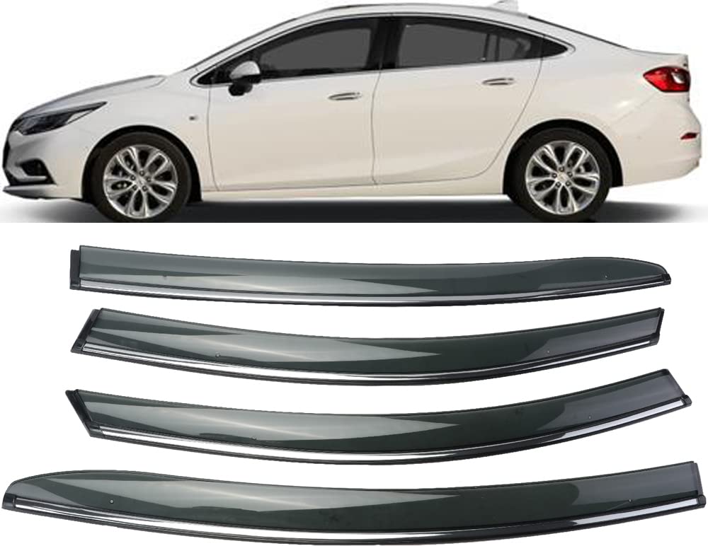 2017-2020 Chevrolet Cruze Rain Guards - 4pc Dark Smoke Window Visors & Deflectors - Weather Protection Accessories for Rain & Wind - Perfect for All-Season Driving & Parking