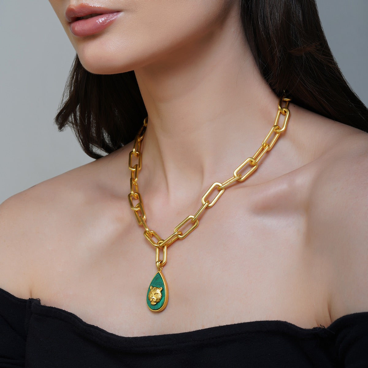 Tigris Charm Gift Box - Tiger Necklace & Ring Set with Genuine Malachite Stone for Women, Unique Jewelry Gift for Birthday, Anniversary, or Special Occasions | Perfect for Boho, Nature Lovers & Spiritual Healing