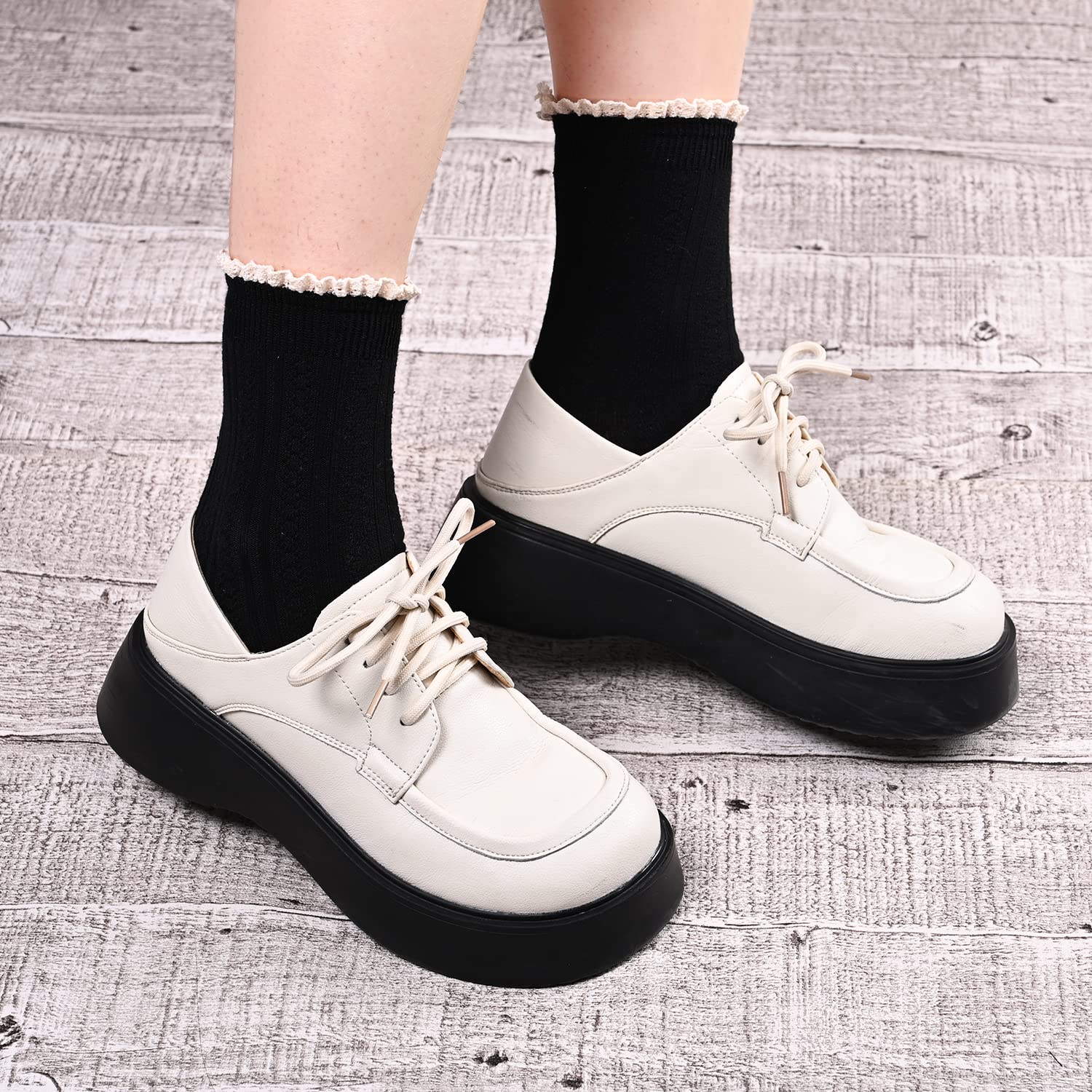 Stylish Ruffle Frilly Socks for Women & Girls | Cute Fruit & Lettuce Pattern Ankle Socks (3-5 Pairs) | Perfect for School, Cosplay & Fashion Outfits