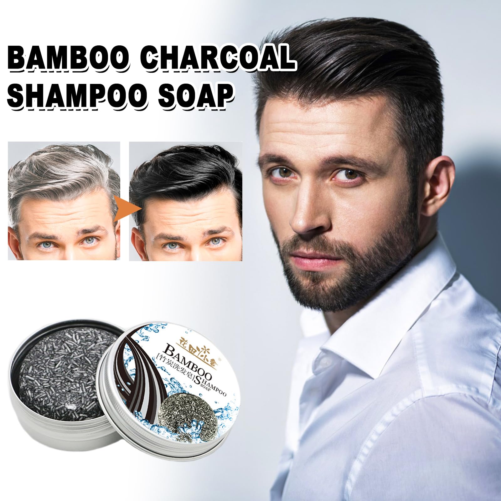 Grey Hair Darkening Shampoo Bar - Natural Hair Color Restoring Solid Shampoo for Men & Women, Sulfate-Free & Vegan (2-Pack) | Perfect for Travel, Gym & Daily Grey Hair Care