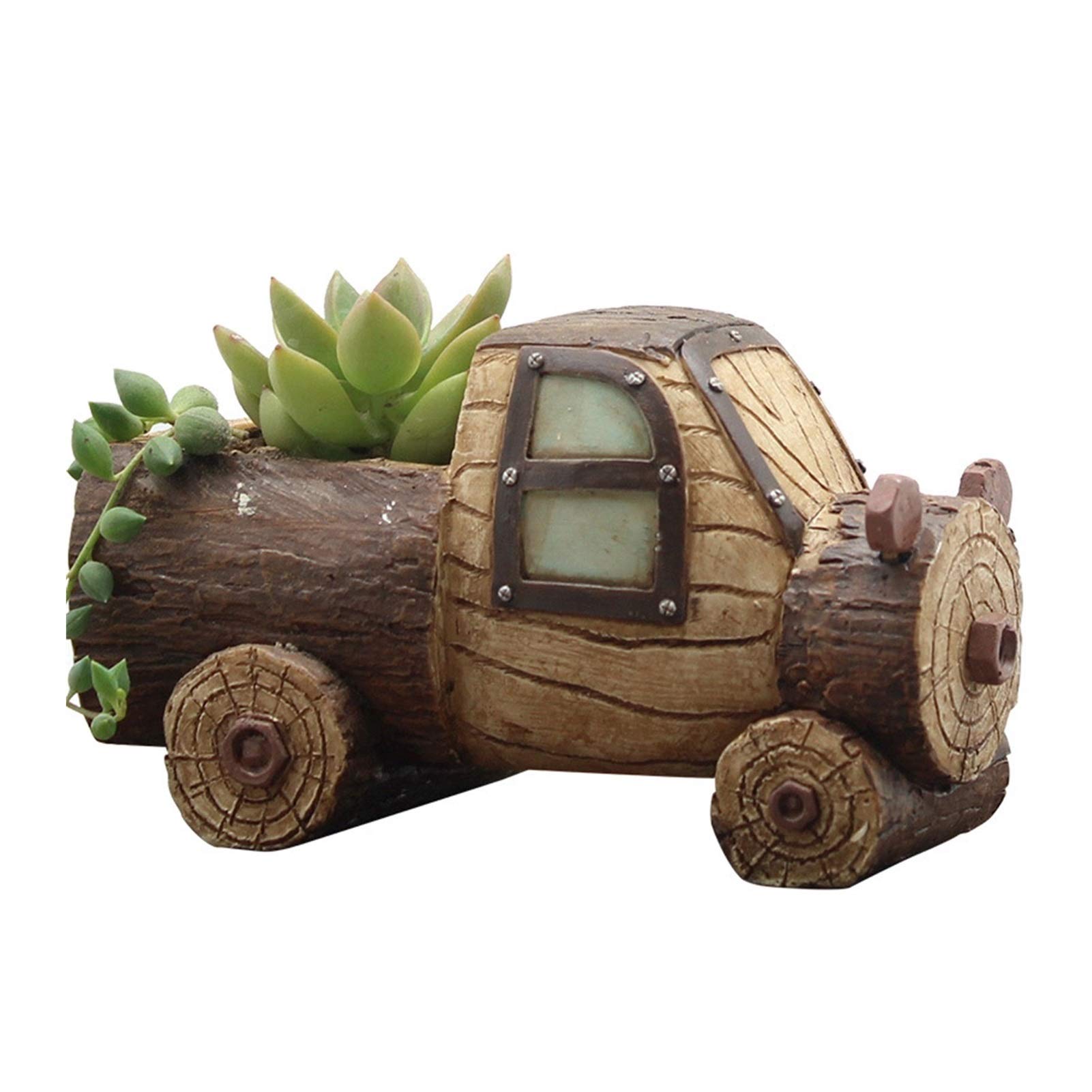 Stylish MIAOMSI Resin Planter Pots - Cute Animal & Wood Grain Design for Succulents, Flowers & Home Decor - Perfect for Indoor, Outdoor, Balcony & Office Plants