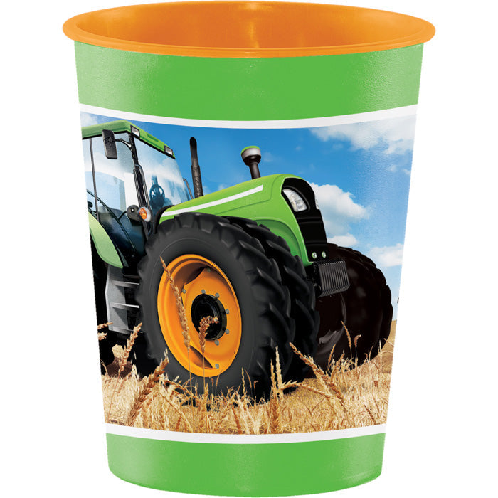 12-Piece Bulk Tractor Themed 16oz Keepsake Plastic Cups - Perfect for Farm Birthday Parties, Baby Showers & Outdoor Events