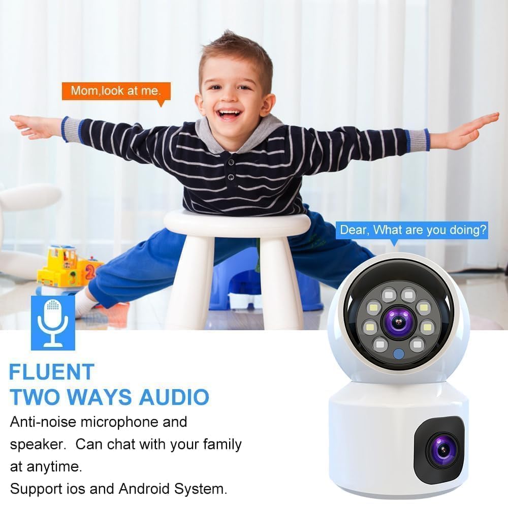 EYETECH 360 1080P HD Dual Lens Wireless WiFi Security Camera - 2.4GHz Smart Home Surveillance System with Night Vision & Motion Detection, Perfect for Baby Monitor, Pet Camera, Indoor/Outdoor Use
