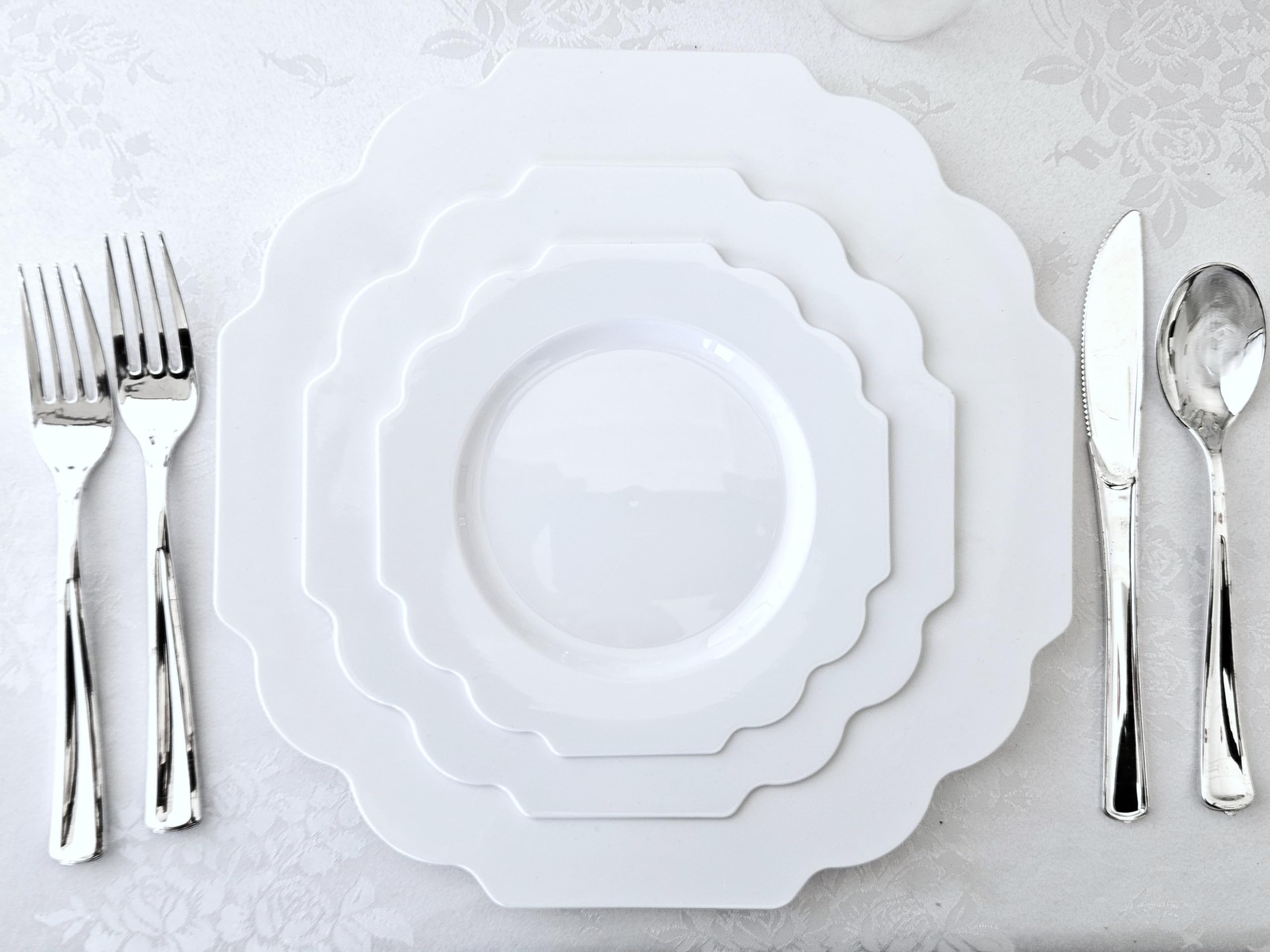 80-Pack Heavyweight Disposable Plastic Plates for Weddings & Parties - 40 x 10.5'' Dinner Plates + 40 x 8'' Salad/Dessert Plates (Imperial White) - Perfect for Large Gatherings, Catering & Special Events